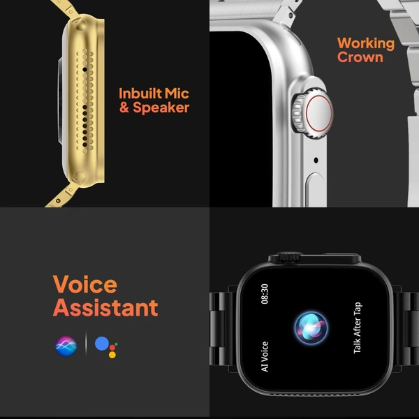 Fire-Boltt Gladiator 1.96" Biggest Display Luxury Stainless Steel Smart Watch with Bluetooth Calling, Voice Assistant &123 Sports Modes, 8 Unique UI Interactions, 24/7 Heart Rate Tracking - Black, 7 days return and replace policy available from the date of delivery, 1 year manufacturing warranty available
