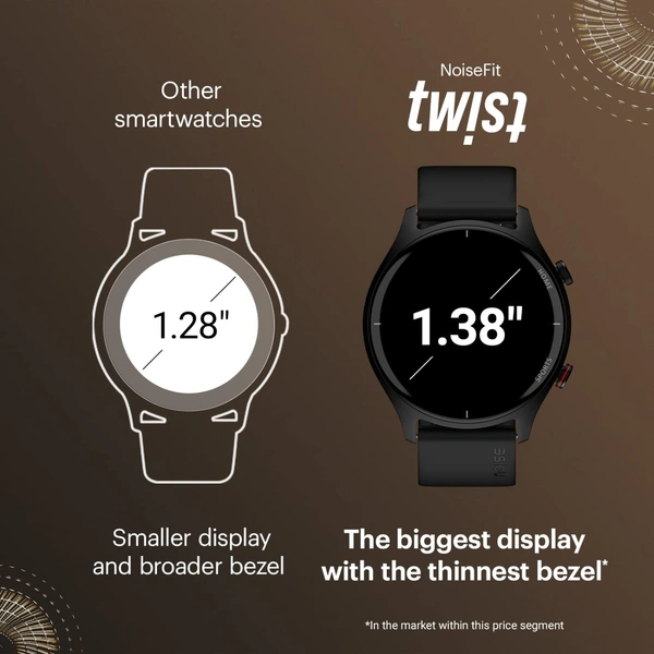 Noise Twist Bluetooth Calling Smart Watch with 1.38" TFT Biggest Display, Up-to 7 Days Battery, 100+ Watch Faces, IP68, Heart Rate Monitor, Sleep Tracking (Gold Wine) - FREE SIZE, GOLD WINE, 7 DAYS FROM THE DATE OF DELIVERY, 1 Year Manufacturing WARRANTY