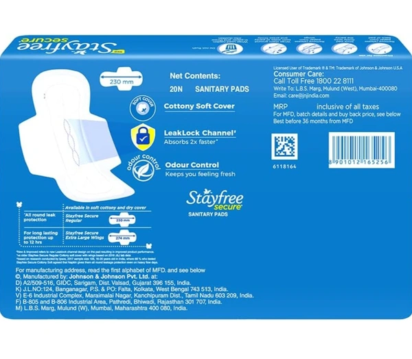 Stayfree Secure Cottony Wings (Pack of 20) Regular Size Goshop.in - Regular
