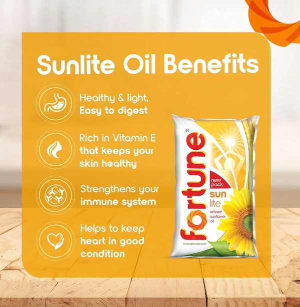 Fortune Sunlite Refined Sunflower Oil, 1L Goshop.in