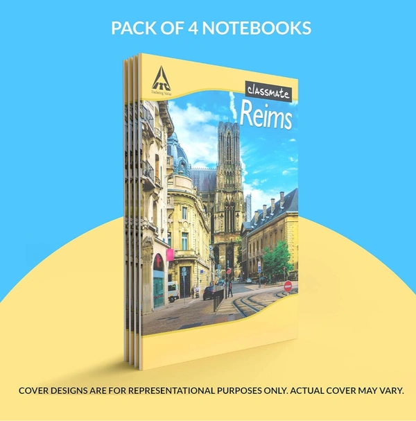 Classmate Notebook - Single Line, 120 Pages, 240 mm x 180 mm - Pack Of 4 Goshop.in