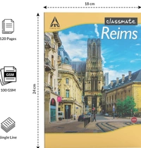 Classmate Notebook - Single Line, 120 Pages, 240 mm x 180 mm - Pack Of 4 Goshop.in