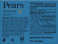 Pears Soft and Fresh Soap Bar (Combo Pack of 4) - With Glycerin and Mint for Soft Skin & Body, Paraben-Free Body Soaps For Bath Ideal for Men & Women Goshop.in