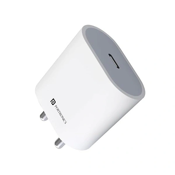 Portronics Adapto 20 Type C 20w Charger for Android,iPhone 14/14 Plus/ 14 Pro/ 14 Pro Max, iPhone 13/13 Pro/13 Pro Max/13 Mini, 12/12 Mini/ 12 Pro Max, iPhone 11 Series with PD 3.0 - White