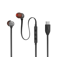 JBL Tune 310C Wired in Ear Type C Headphones, Hi-Res Audio with Digital-to-Analog Converter, 3-Button EQ Preset Remote with Microphone, Tangle-Free Flat Cable, Compatible with USB-C Devices - Black, TYPE C