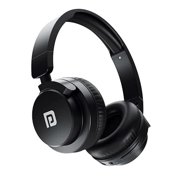 Portronics Muffs M2 Bluetooth Headphones On Ear With Upto 40 Hrs Playtime, 40mm Dynamic Drivers, AUX 3.5mm, Powerful Bass, Laptop & PC Support, Type C Charging Port, Foldable Design - Black