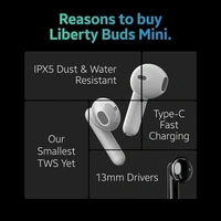 TAGG Liberty Buds Mini Truly Wireless in Ear Earbuds with Quad Mic, Fast Charge, Rich Bass, 13mm Dynamic Drivers - Black, TWS