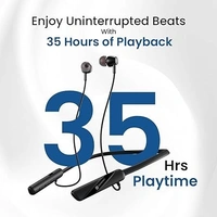 Portronics Harmonics Z10 in Ear Bluetooth Headphone with Mic, 35Hour Playtime,10mm Driver, Magnetic Earbuds, Voice Assistant, Bluetooth 5.3V, IPX4 Water/Sweat Resistance, Type C Fast Charging - Black