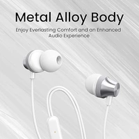 Portronics Conch Beat A in Ear Wired Earphones with Mic, 3.5mm Audio Jack, 10mm Driver, 1.2m TPE Anti Tangle Wire, in line Mic Controls, Powerful Audio, Metal Alloy Body, Wide Compatibility - Silver, 3.5MM