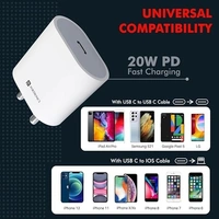 Portronics Adapto 20 Type C 20w Charger for Android,iPhone 14/14 Plus/ 14 Pro/ 14 Pro Max, iPhone 13/13 Pro/13 Pro Max/13 Mini, 12/12 Mini/ 12 Pro Max, iPhone 11 Series with PD 3.0 - White