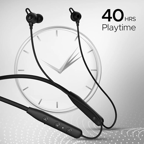 BOAT boAt Rockerz 109 Bluetooth Neckband with 40 hrs Playback,ENx Technology, Beast Mode (60ms), Magnetic Buds, Dual Pairing, ASAP Charge, IPX5 Water Resistance - Active Black, NECKBAND