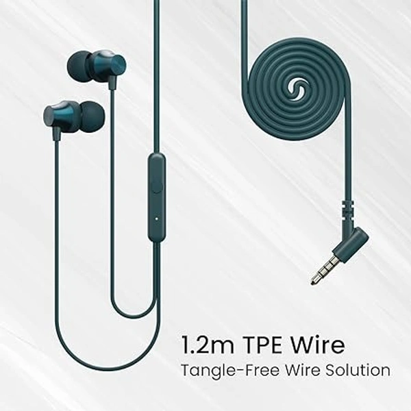 Portronics Conch Beat A in Ear Wired Earphones with Mic, 3.5mm Audio Jack, 10mm Driver, 1.2m TPE Anti Tangle Wire, in line Mic Controls, Powerful Audio, Metal Alloy Body, Wide Compatibility - Black, 3.5MM