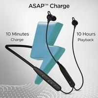 BOAT boAt Rockerz 109 Bluetooth Neckband with 40 hrs Playback,ENx Technology, Beast Mode (60ms), Magnetic Buds, Dual Pairing, ASAP Charge, IPX5 Water Resistance - Active Black, NECKBAND