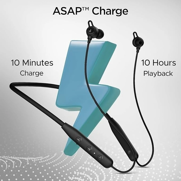 BOAT boAt Rockerz 109 Bluetooth Neckband with 40 hrs Playback,ENx Technology, Beast Mode (60ms), Magnetic Buds, Dual Pairing, ASAP Charge, IPX5 Water Resistance - Active Black, NECKBAND