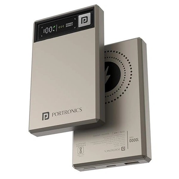 Portronics Luxcel Magclick 10k Mah 22.5W - Beige, 10K
