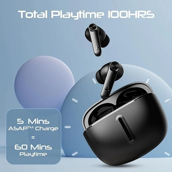 boAt Airdopes 200 Plus Truly Wireless in Ear Ear Buds w/ 100 Hours Playback, Quad Mics ENx Tech, 13mm Drivers, Beast Mode(50ms Low Latency), ASAP Charge(5 Min=60 Min), IWP Tech, BT v5.3 - Black, Airdopes