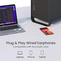 Portronics Conch Beat A in Ear Wired Earphones with Mic, 3.5mm Audio Jack, 10mm Driver, 1.2m TPE Anti Tangle Wire, in line Mic Controls, Powerful Audio, Metal Alloy Body, Wide Compatibility - Silver, 3.5MM