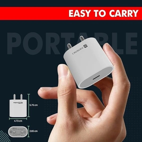 Portronics Adapto 20 Type C 20w Charger for Android,iPhone 14/14 Plus/ 14 Pro/ 14 Pro Max, iPhone 13/13 Pro/13 Pro Max/13 Mini, 12/12 Mini/ 12 Pro Max, iPhone 11 Series with PD 3.0 - White