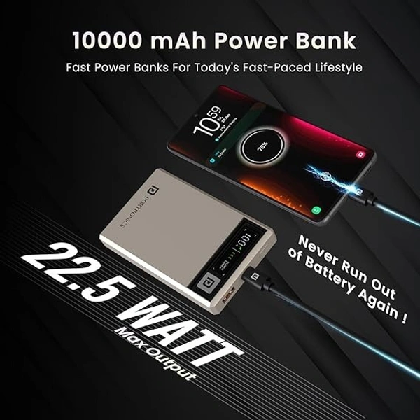 Portronics Luxcel Magclick 10k Mah 22.5W - Beige, 10K