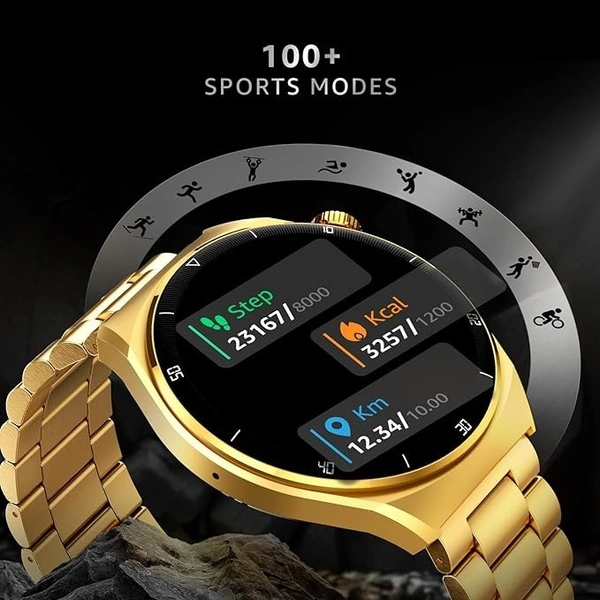 beatXP Vega X 1.43" (3.6 cm) Super AMOLED Display, One-Tap Bluetooth Calling Smart Watch, Metal Body, Rotary Crown, 466 * 466px, 500 Nits Brightness - Blue Metal Chain, SmartWatch