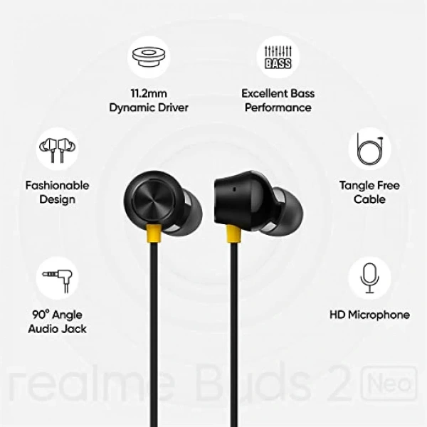 Realme Buds 2 Neo in-Ear Wired Earphones - Black, Wired Earphone