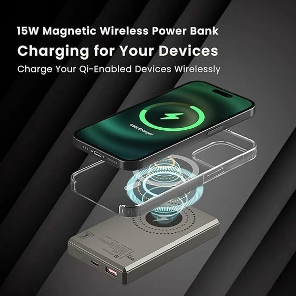 Portronics Luxcel Magclick 10k Mah 22.5W - Beige, 10K
