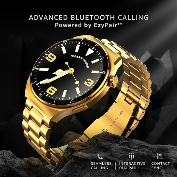 beatXP Vega X 1.43" (3.6 cm) Super AMOLED Display, One-Tap Bluetooth Calling Smart Watch, Metal Body, Rotary Crown, 466 * 466px, 500 Nits Brightness - Blue Metal Chain, SmartWatch