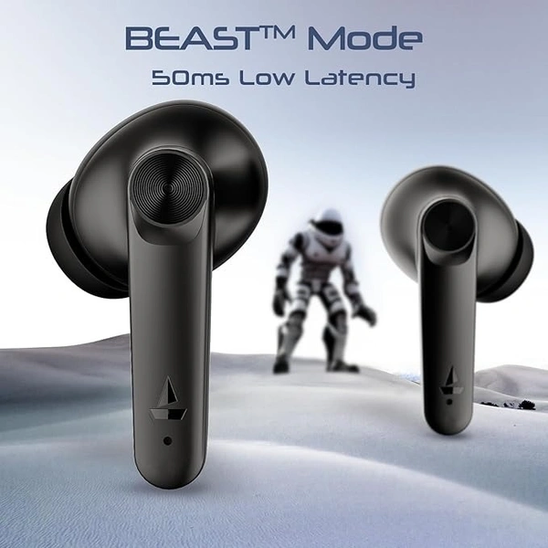 boAt Airdopes 200 Plus Truly Wireless in Ear Ear Buds w/ 100 Hours Playback, Quad Mics ENx Tech, 13mm Drivers, Beast Mode(50ms Low Latency), ASAP Charge(5 Min=60 Min), IWP Tech, BT v5.3 - Black, Airdopes