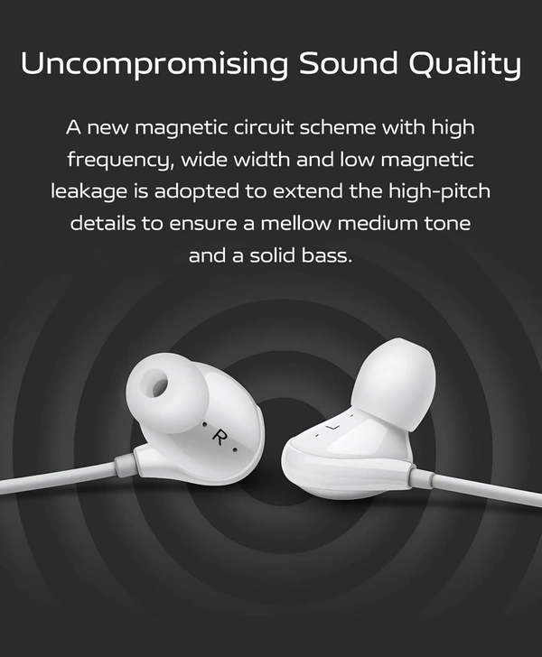 Vivo XE710 Wired Type C Earphones with Mic for Clear Calling, Powerful Audio,1.25M Cable - White, TYPE C