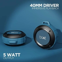 Boat Stone 160 Ultra-Portable 5W Wireless Speaker with Bluetooth V5.0, Multiple Connectivity Modes, IPX4 Water and Sweat Resistance and Carabiner - Blue, 5W