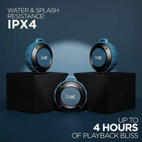 Boat Stone 160 Ultra-Portable 5W Wireless Speaker with Bluetooth V5.0, Multiple Connectivity Modes, IPX4 Water and Sweat Resistance and Carabiner - Blue, 5W