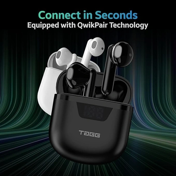 TAGG Liberty Buds Mini Truly Wireless in Ear Earbuds with Quad Mic, Fast Charge, Rich Bass, 13mm Dynamic Drivers - Black, TWS