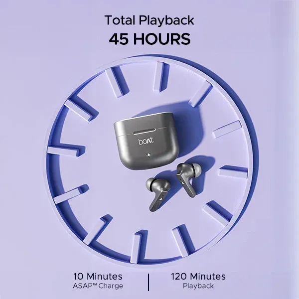Boat boAt Newly Launched Airdopes 91 TWS Earbuds with 45 hrs Playtime, Beast™ Mode with 50 ms Low Latency, Dual Mics with ENx™, ASAP™ Charge, IWP™ Tech, IPX4 & Bluetooth v5.3 - Gray, TWS