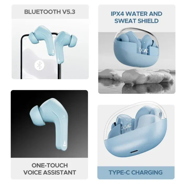 boAt Airdopes 311 Pro Truly Wireless in Ear Ear Buds w/upto 50 HRS Playtime, Dual Mics with ENx™ Tech,50 ms Low-Latency Beast™ Mode,ASAP™ Charging, IPX4,IWP Tech & BT v5.3 ear buds tws  - Dusk Blue, TWS