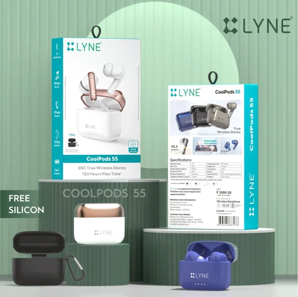 LYNE CoolPods 55 120 Hrs Music Time  True Wireless Earbuds with 60MS Low Latency - Assorted, Earbuds