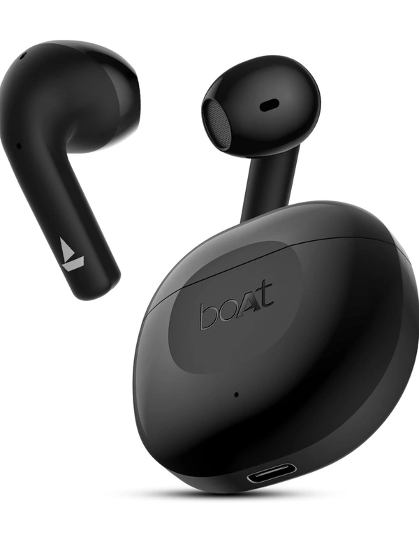 BOAT boAt Newly Launched Airdopes 125 TWS Earbuds with 50 hrs Playtime,Quad Mics with ENxᵀᴹ Tech,ASAPᵀᴹ Charging,IWPᵀᴹ Tech, BEASTᵀᴹ Mode with 50 ms Low Latency,BTv5.3, IPX5(Mystic Black) - Black