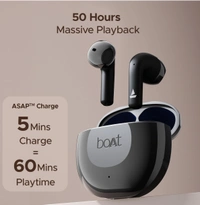 BOAT boAt Newly Launched Airdopes 125 TWS Earbuds with 50 hrs Playtime,Quad Mics with ENxᵀᴹ Tech,ASAPᵀᴹ Charging,IWPᵀᴹ Tech, BEASTᵀᴹ Mode with 50 ms Low Latency,BTv5.3, IPX5(Mystic Black) - Black