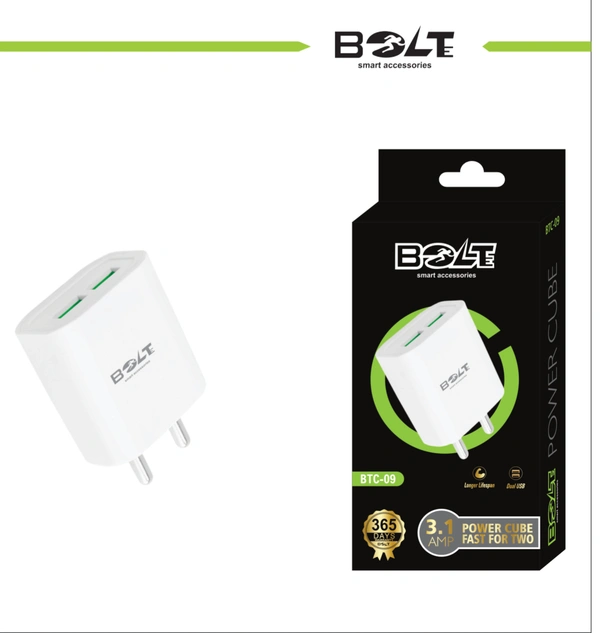 BOLTE 3.1 A DOUBLE USB With MICRO/V8 CABLE ( BTC-09)