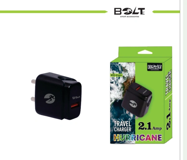 BOLTE 2.1 A SINGLE USB With MICRO CABLE/V8 CABLE (BTC-01PRO) - White