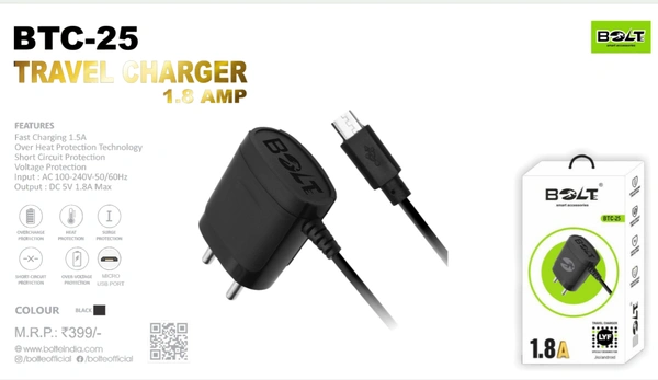 BOLTE 1.8A LINE CHARGER (MICRO/V8 CABLE) BTC-25