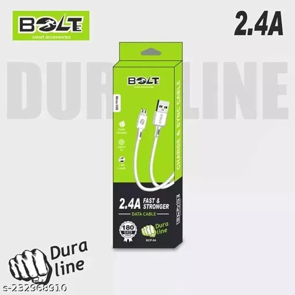BOLTE 2.4A MICRO DATA CABLE (FAST AND STRONGER)  BCP - 04 - White