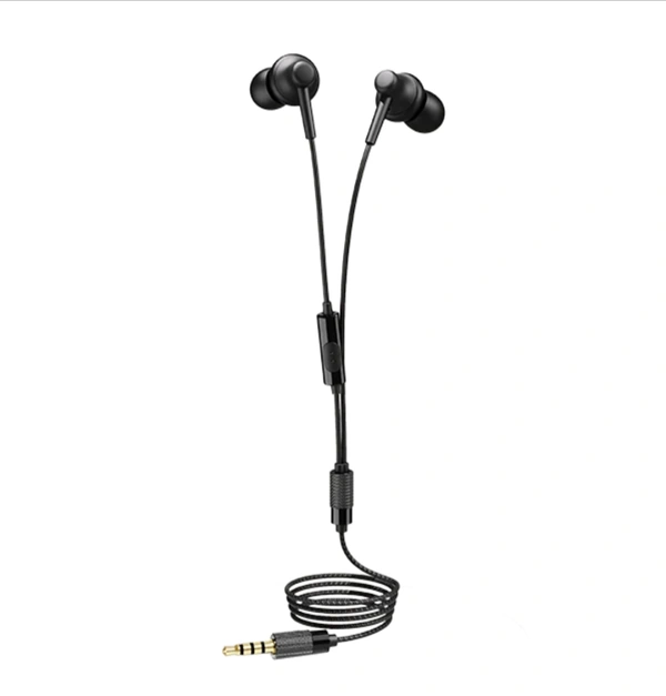 BOAT Bassheads 192 Wired in Ear Earphones Signature Sound, Metallic Buds, Superior Cable & Ergonomic Fit with Mic (Active Black Indi) - Black