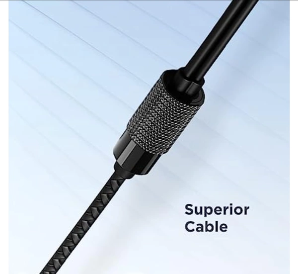 BOAT Bassheads 192 Wired in Ear Earphones Signature Sound, Metallic Buds, Superior Cable & Ergonomic Fit with Mic (Active Black Indi) - Black