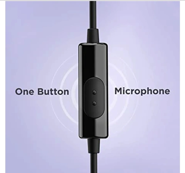 BOAT Bassheads 192 Wired in Ear Earphones Signature Sound, Metallic Buds, Superior Cable & Ergonomic Fit with Mic (Active Black Indi) - Black