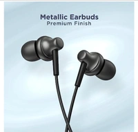 BOAT Bassheads 192 Wired in Ear Earphones Signature Sound, Metallic Buds, Superior Cable & Ergonomic Fit with Mic (Active Black Indi) - Black