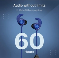 NOISE Noise Tune Active Pro Wireless in Ear Neckband with Upto 60 Hours of Playtime, ESR, Dual Pairing, Low Latency, Instacharge, 10mm Driver, and Bluetooth v5.2(Jet Black) - Blue