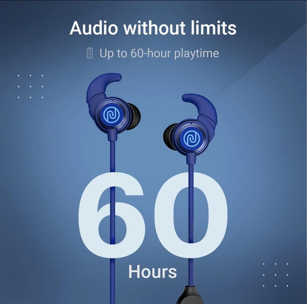 NOISE Noise Tune Active Pro Wireless in Ear Neckband with Upto 60 Hours of Playtime, ESR, Dual Pairing, Low Latency, Instacharge, 10mm Driver, and Bluetooth v5.2(Jet Black) - Blue