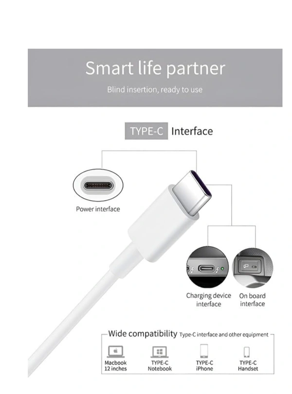 Samsung Original Type C to C Cable - 3.28 Feet (1 Meter) Compatible with Smartphone,White - White
