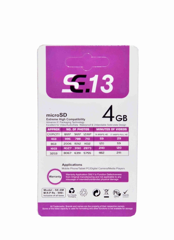 SE13 Se.13 Premium Series 4gb Microsdhc Memory Card