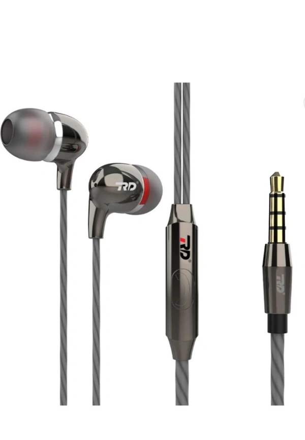 R D RD T-6 in Ear Wired Headphone with in-Line Mic | Stereo Audio Extra Bass | 3.5mm Aux Audio Jack | One Meter Tangle Free Cord Wired Earphone | IPX4 Water Resistant 